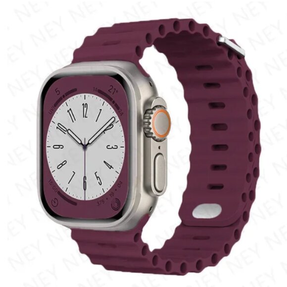 Ocean Apple Watch Band (non brand) Wine Red Silicone for 42/44/45 mm (SKU: 32MI) - Picture 1 of 2